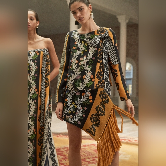 *$2994 NEW OSCAR DE LA RENTA FLORAL WOOL RUNWAY DAY DRESS TUNIC US 8 or 10 L - Picture 3 of 11